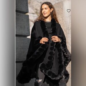 SAACHI FAUX FUR CAPE KIMONO NWT One Size